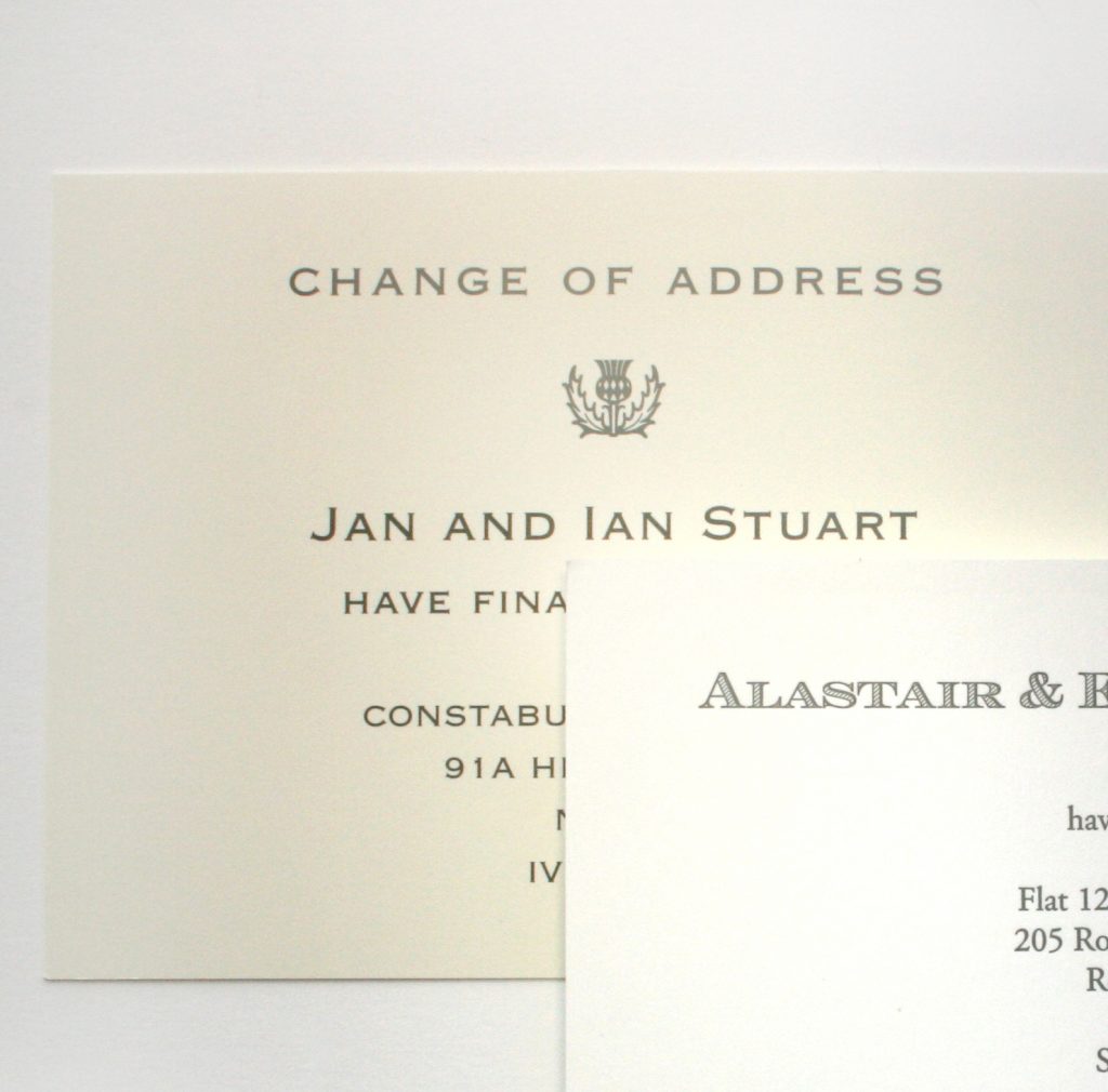 Change of address cards for personal stationery.