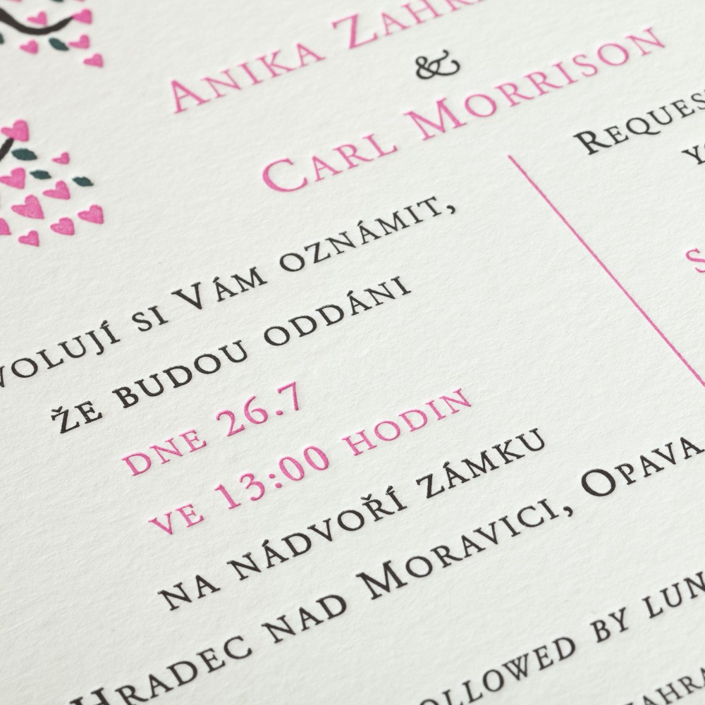 Letterpress invitations cards for wedding stationery.